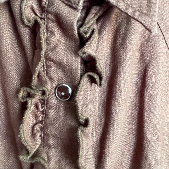Tasha Polizzi SaddleBlanket Ruffle Pearl Snap Down Long Sleeve Linen Shirt Sz S. - Picture 7 of 10